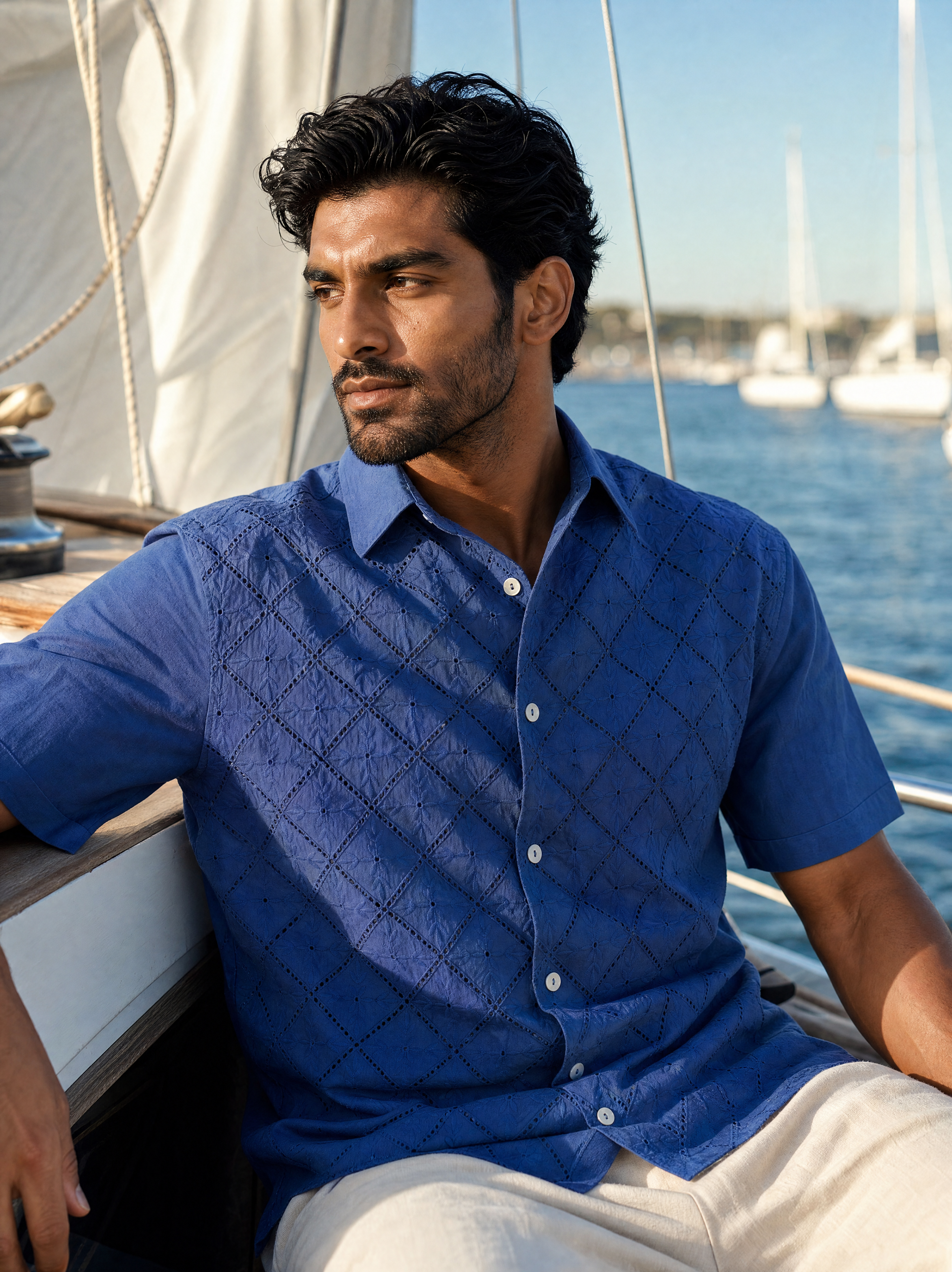 Diamond Daze 100 % Cotton Shirt (Ocean Blue)