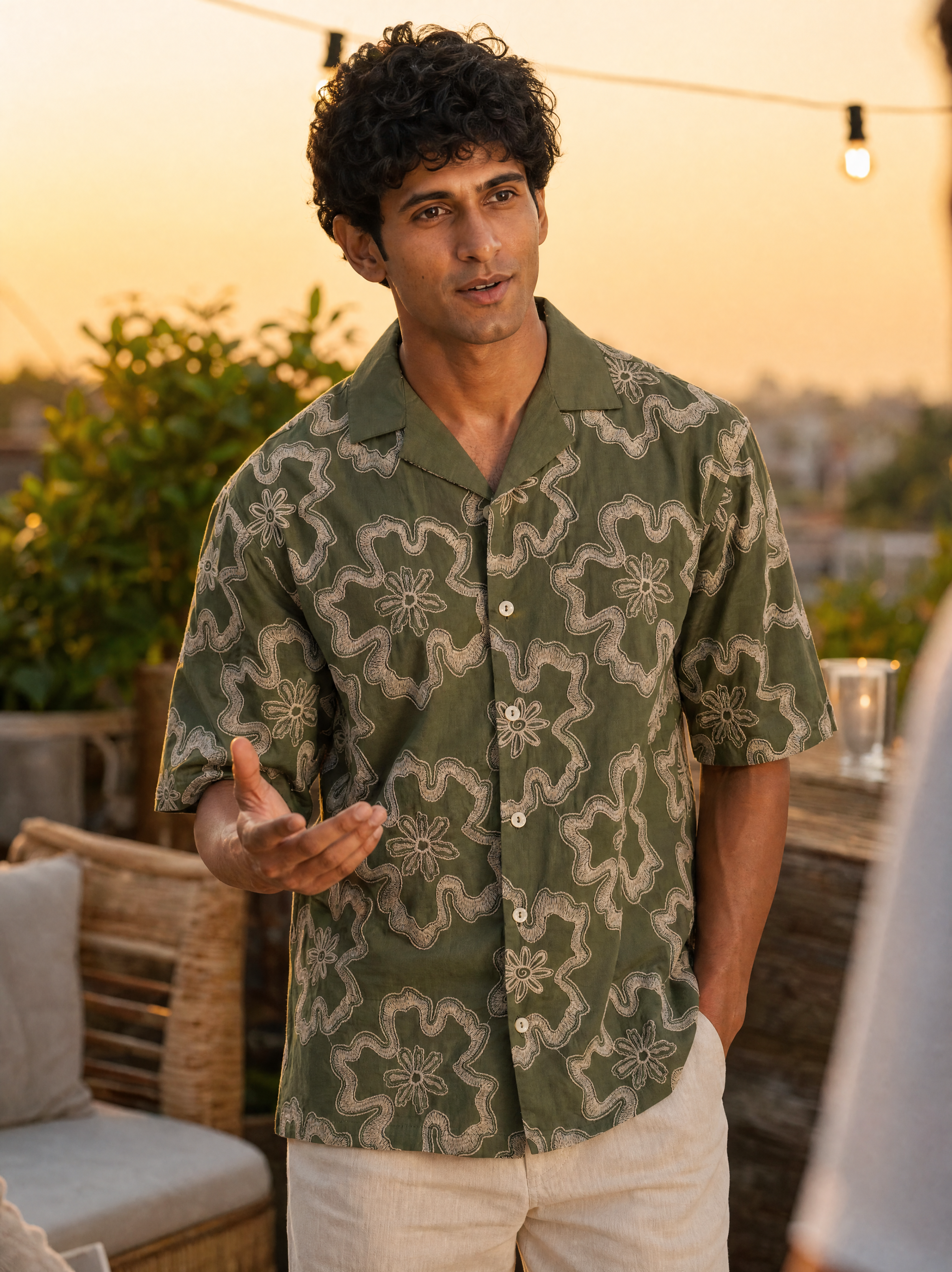 Tide & Bloom Cotton Shirt (Olive Green)