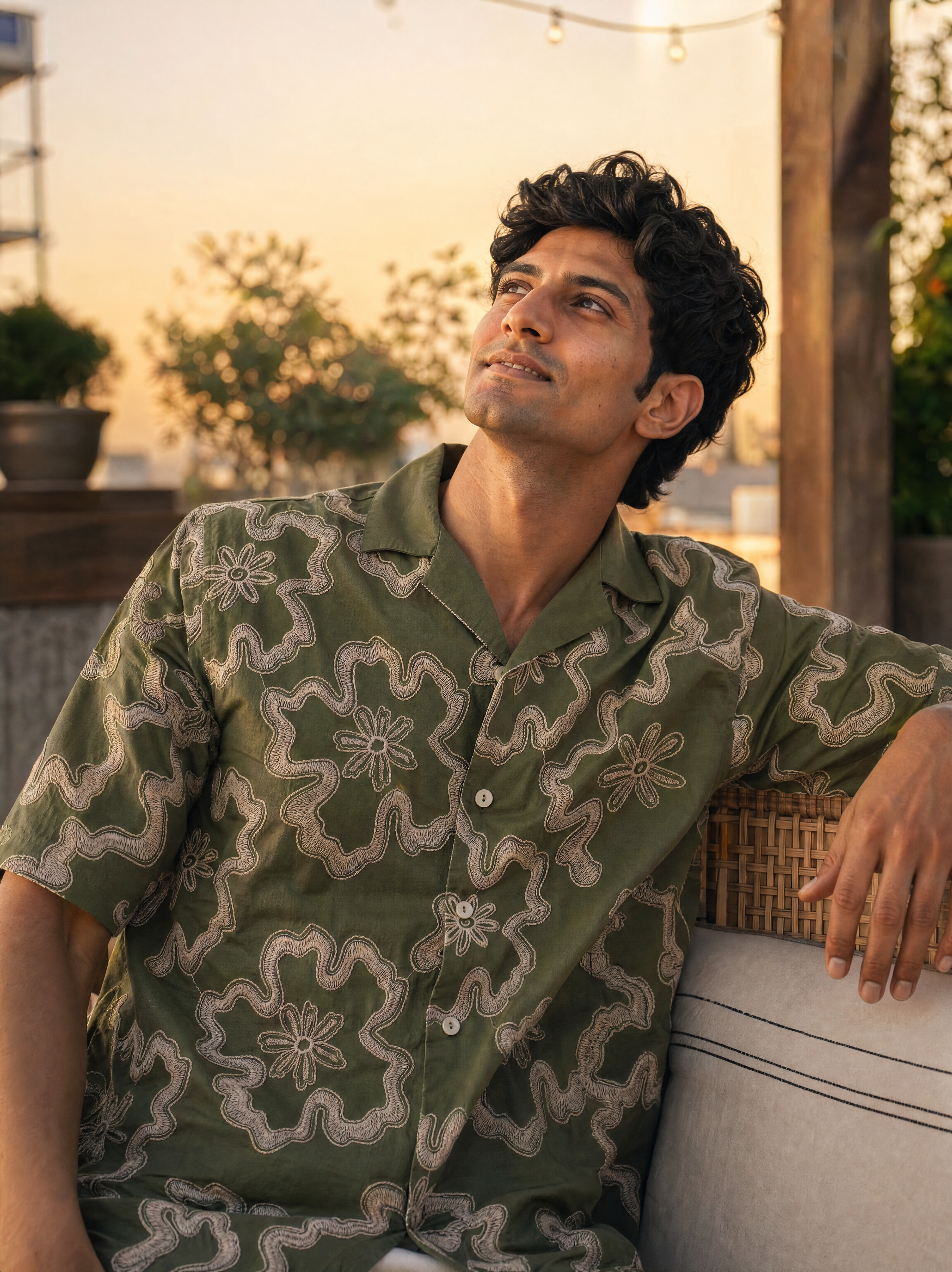Tide & Bloom Cotton Shirt (Olive Green)