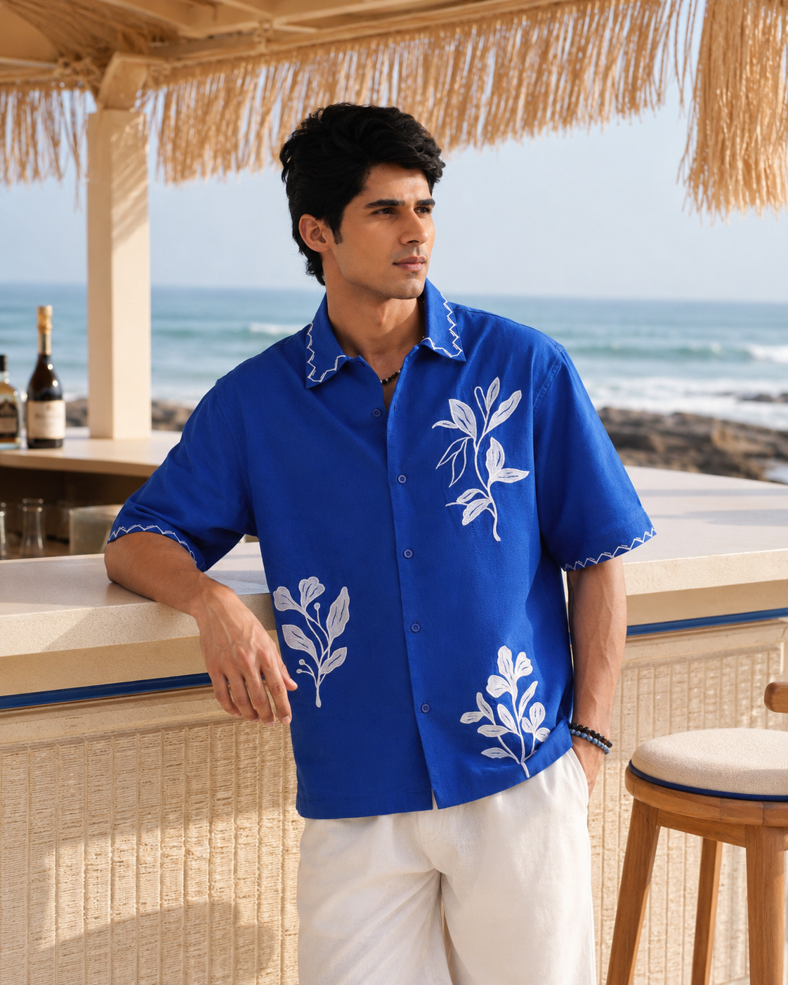 COVE VINE LINEN SHIRT - POLYNESIAN BLUE