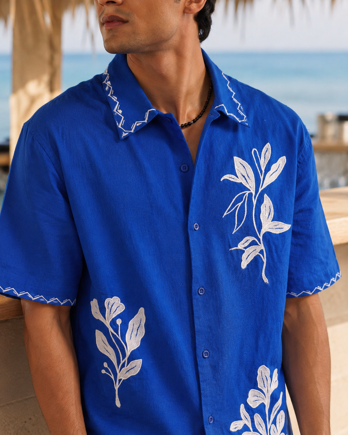 COVE VINE LINEN SHIRT - POLYNESIAN BLUE