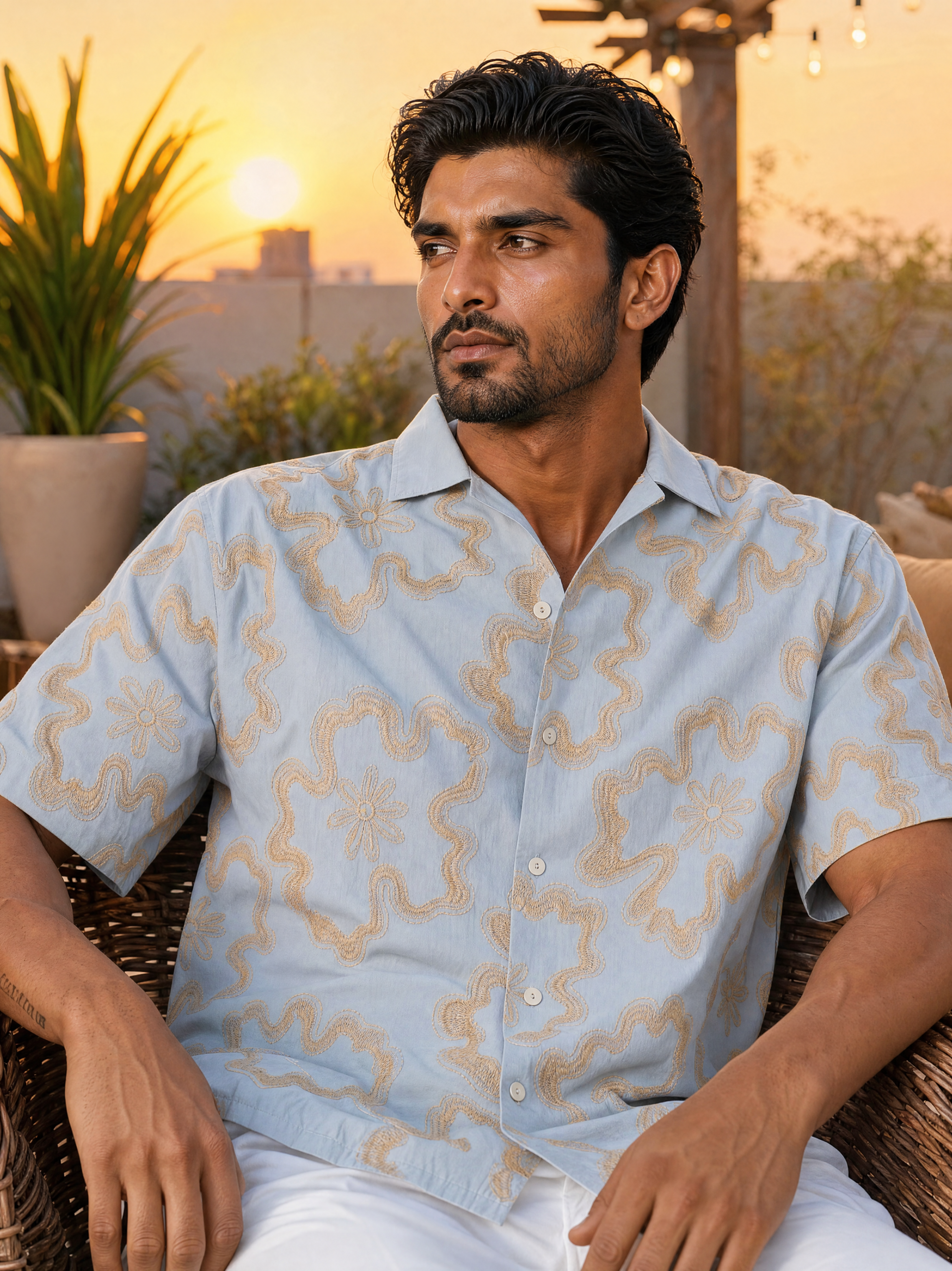Tide & Bloom Cotton Shirt (Sky Blue)