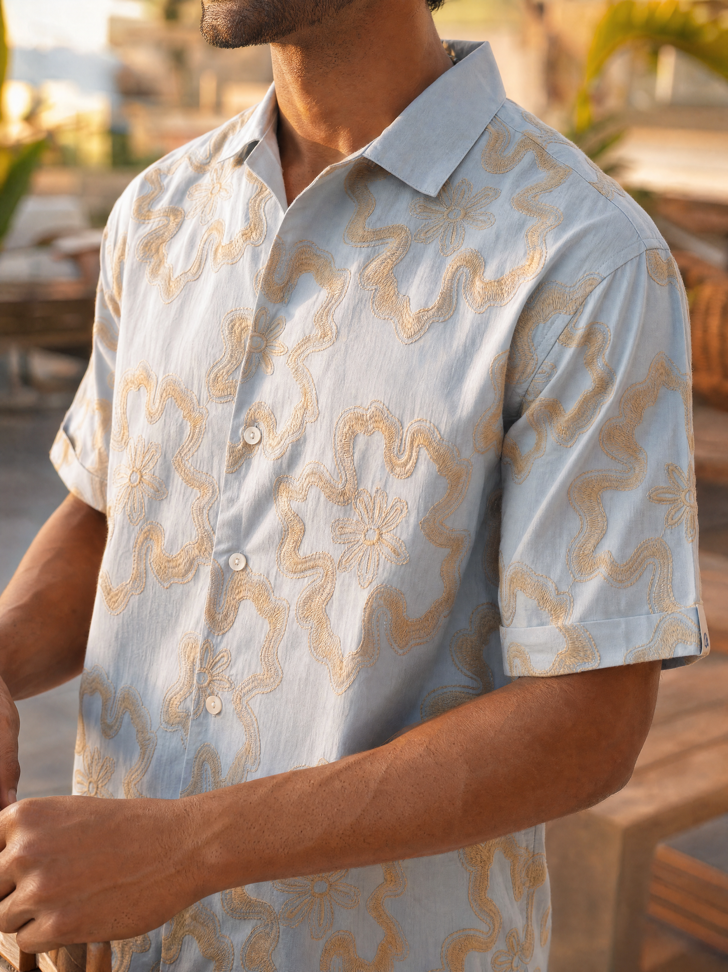 Tide & Bloom Cotton Shirt (Sky Blue)