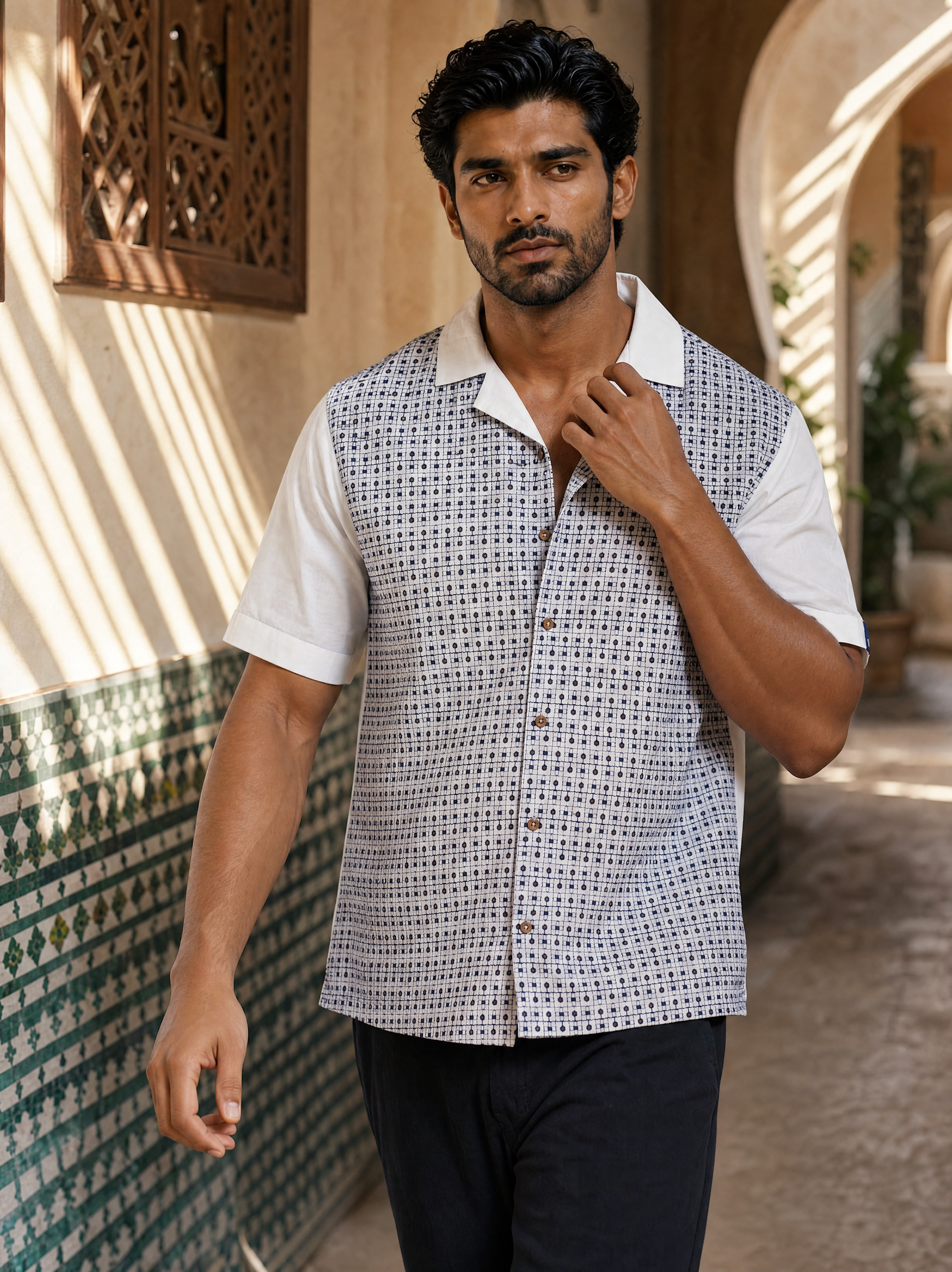 Solar Grid Cotton Shirt