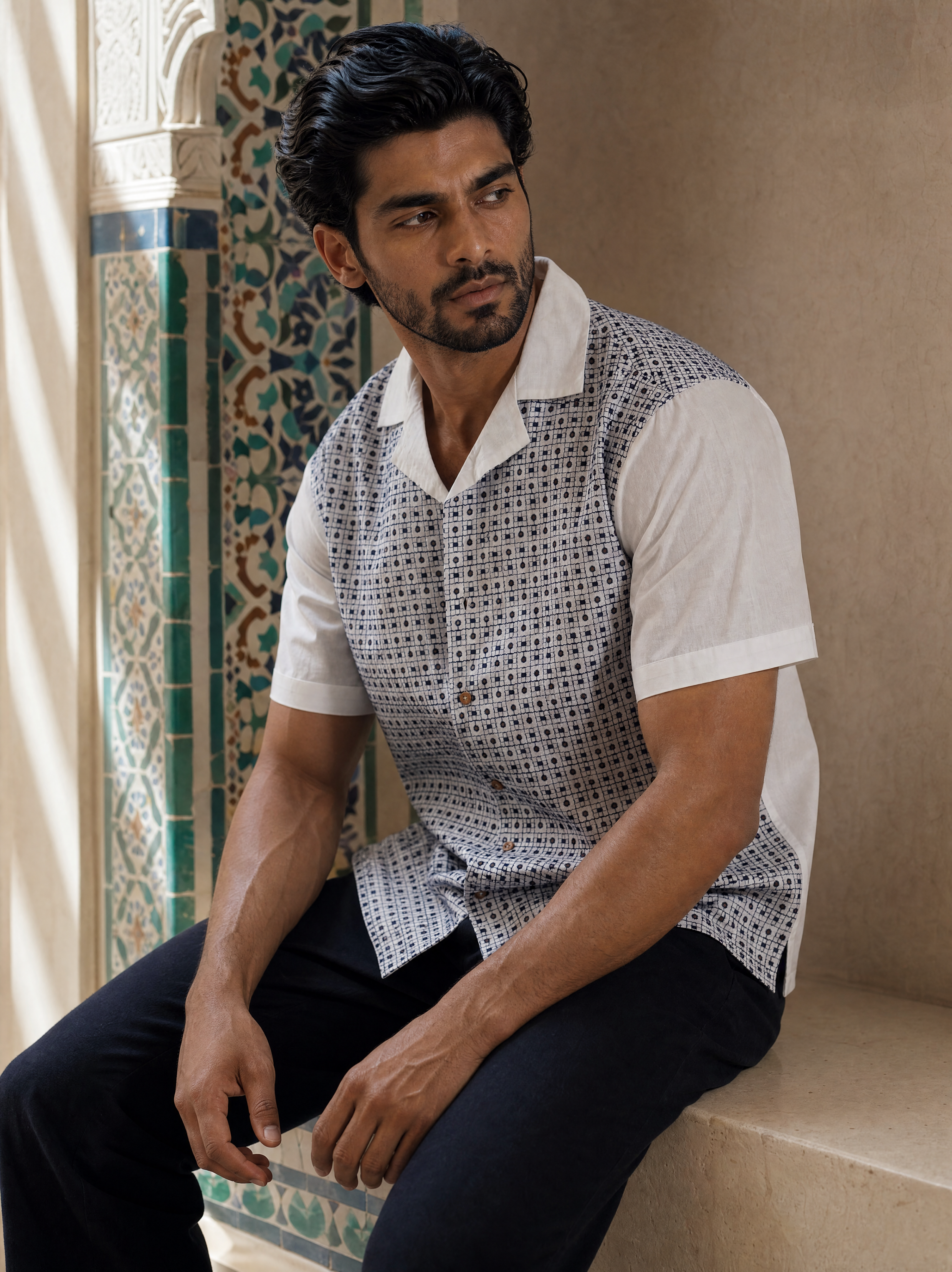Solar Grid Cotton Shirt