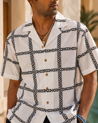 CABANA BLOOM COTTON SHIRT - SALT/MIDNIGHT BLACK