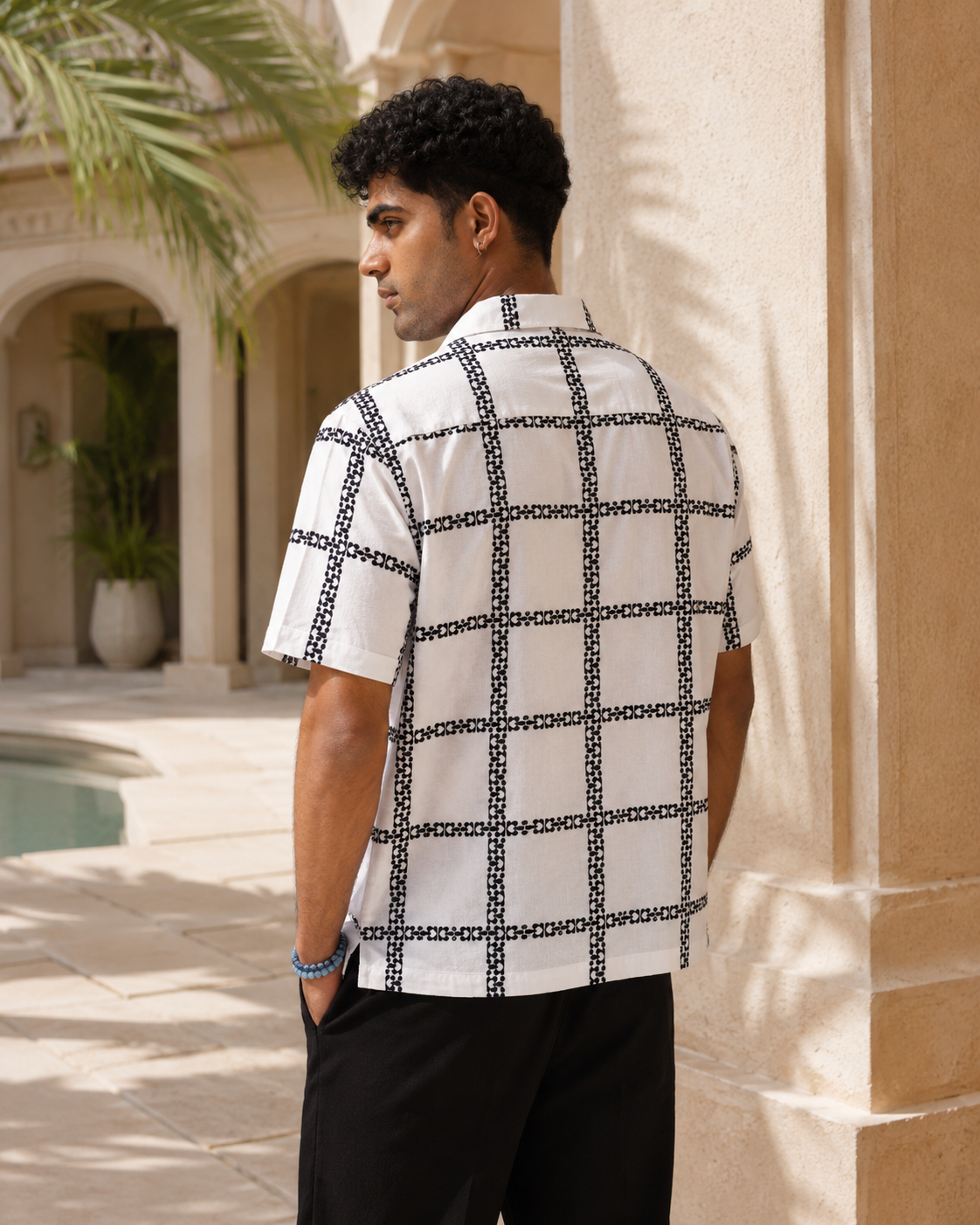 CABANA BLOOM COTTON SHIRT - SALT/MIDNIGHT BLACK