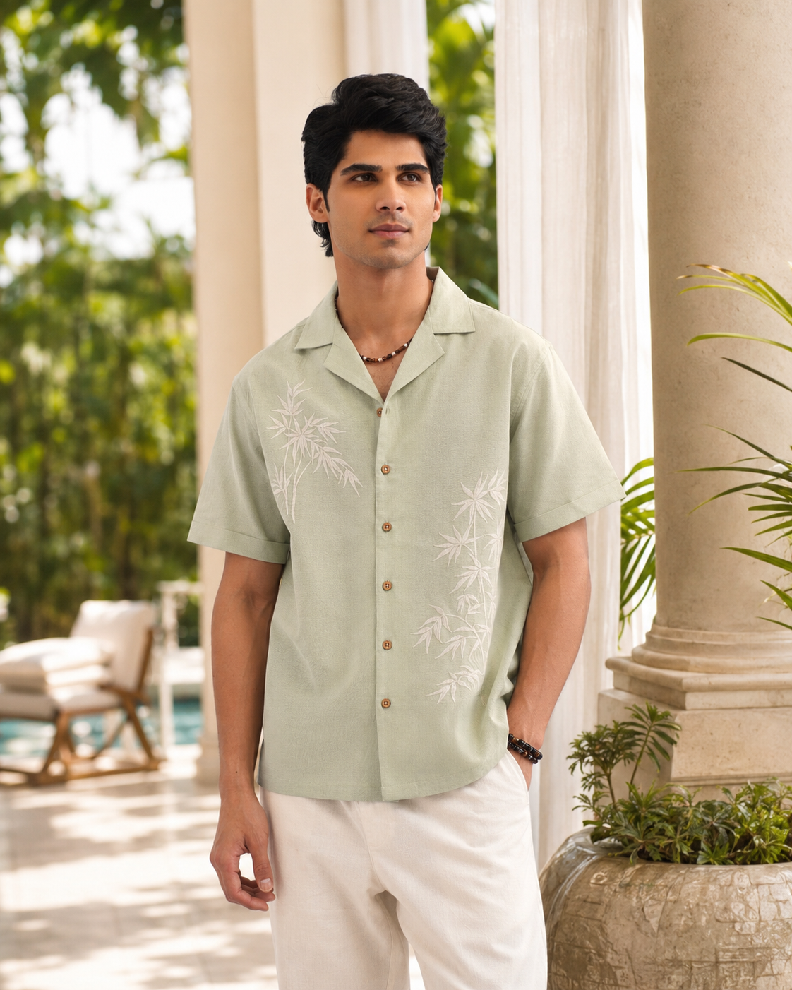 BAMBOO DRIFT COTTON LINEN SHIRT - SEA SAGE