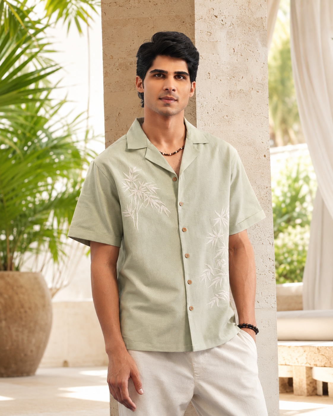 BAMBOO DRIFT COTTON LINEN SHIRT - SEA SAGE