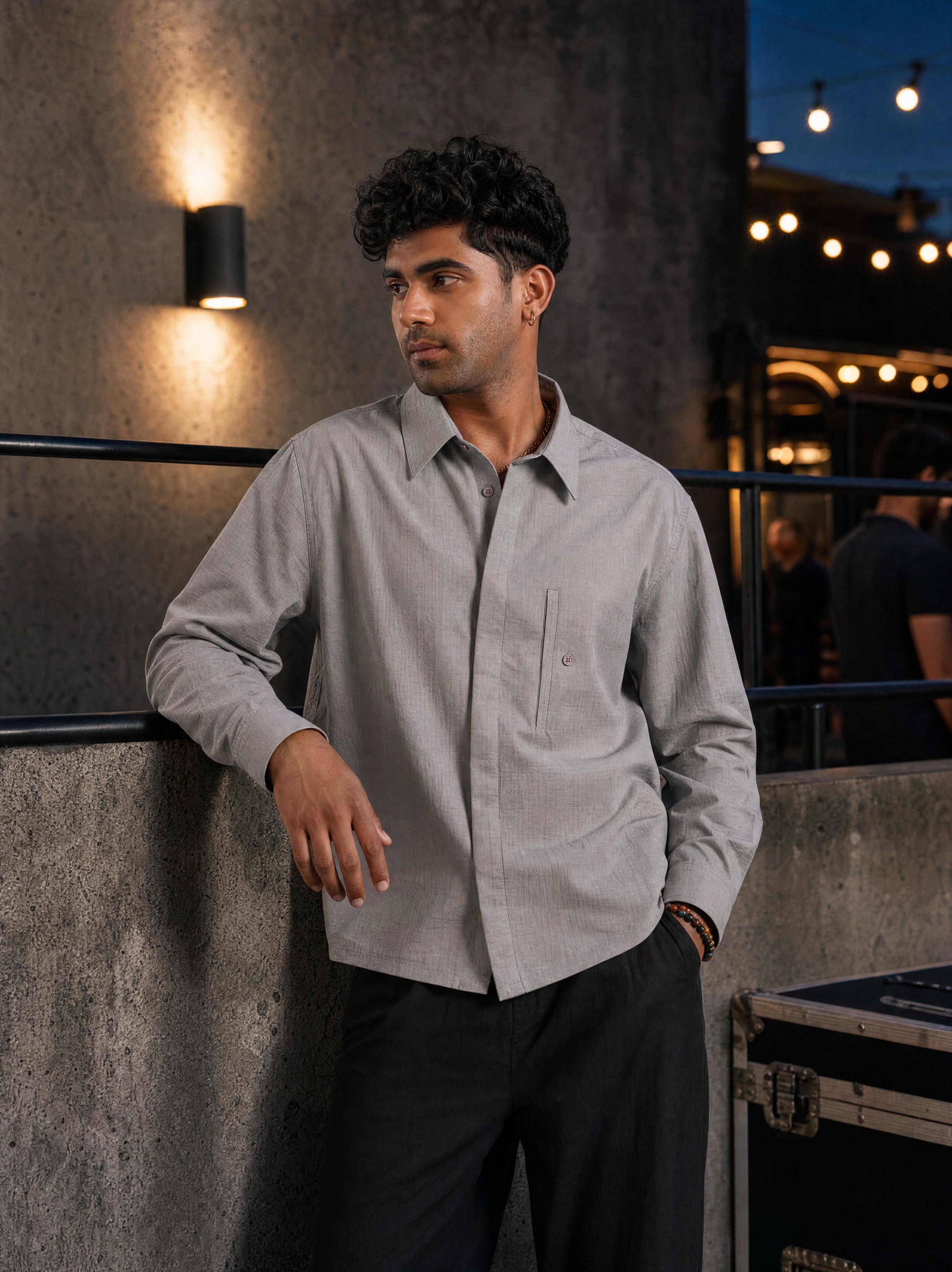 LOVE IS A KRAB COTTON TEXTURED SHIRT - ULTIMATE GRAY