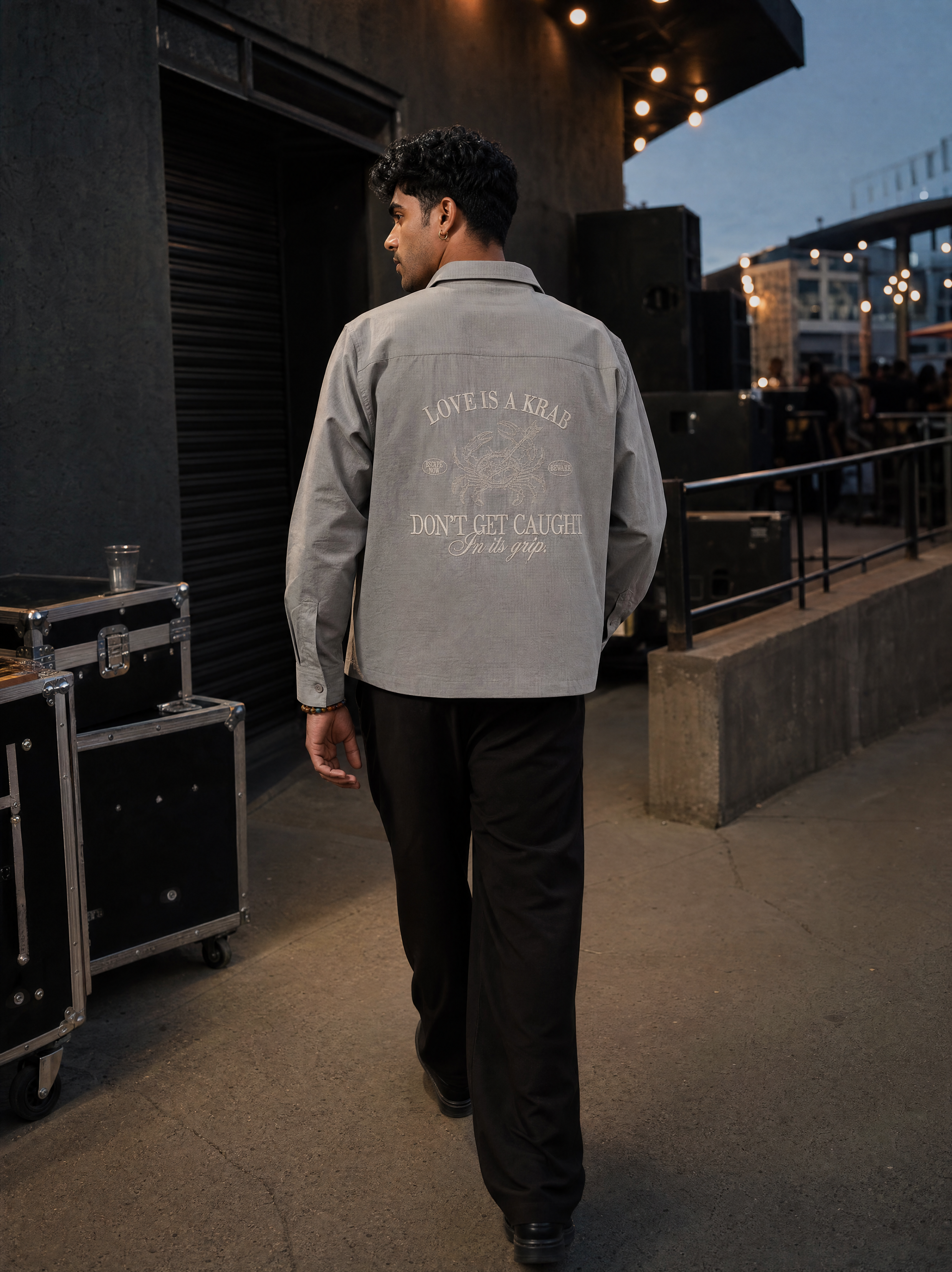 LOVE IS A KRAB COTTON TEXTURED SHIRT - ULTIMATE GRAY