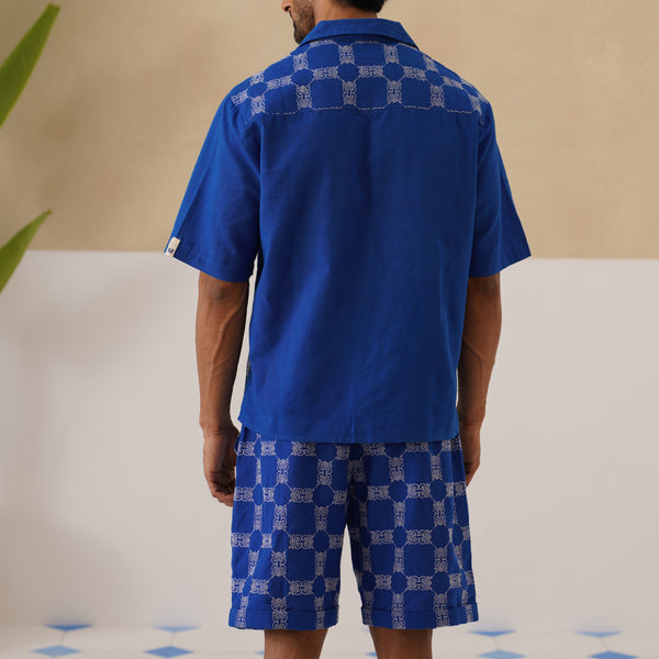 Knotty Krabs (Linen) Co-ord Set - Deep Sea (Blue)