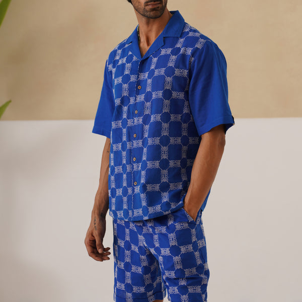 Knotty Krabs (Linen) Co-ord Set - Deep Sea (Blue)