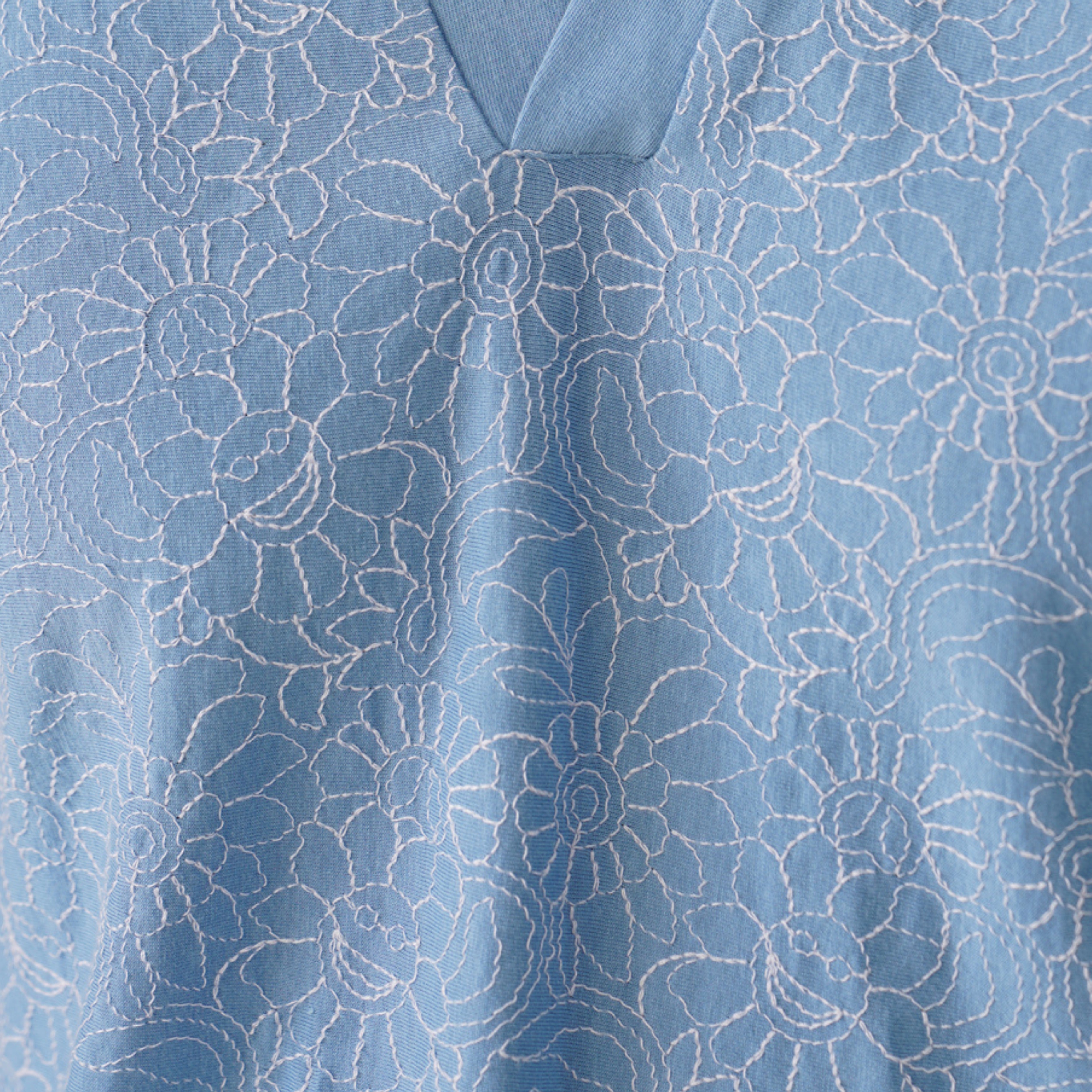 Shady Blooms Cotton Knit Co-ord Set (Sky Blue)