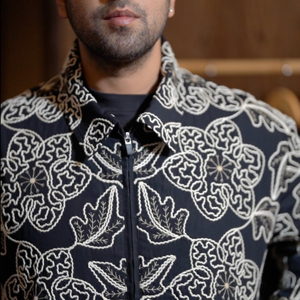 Winter Fern Shacket with Zipper