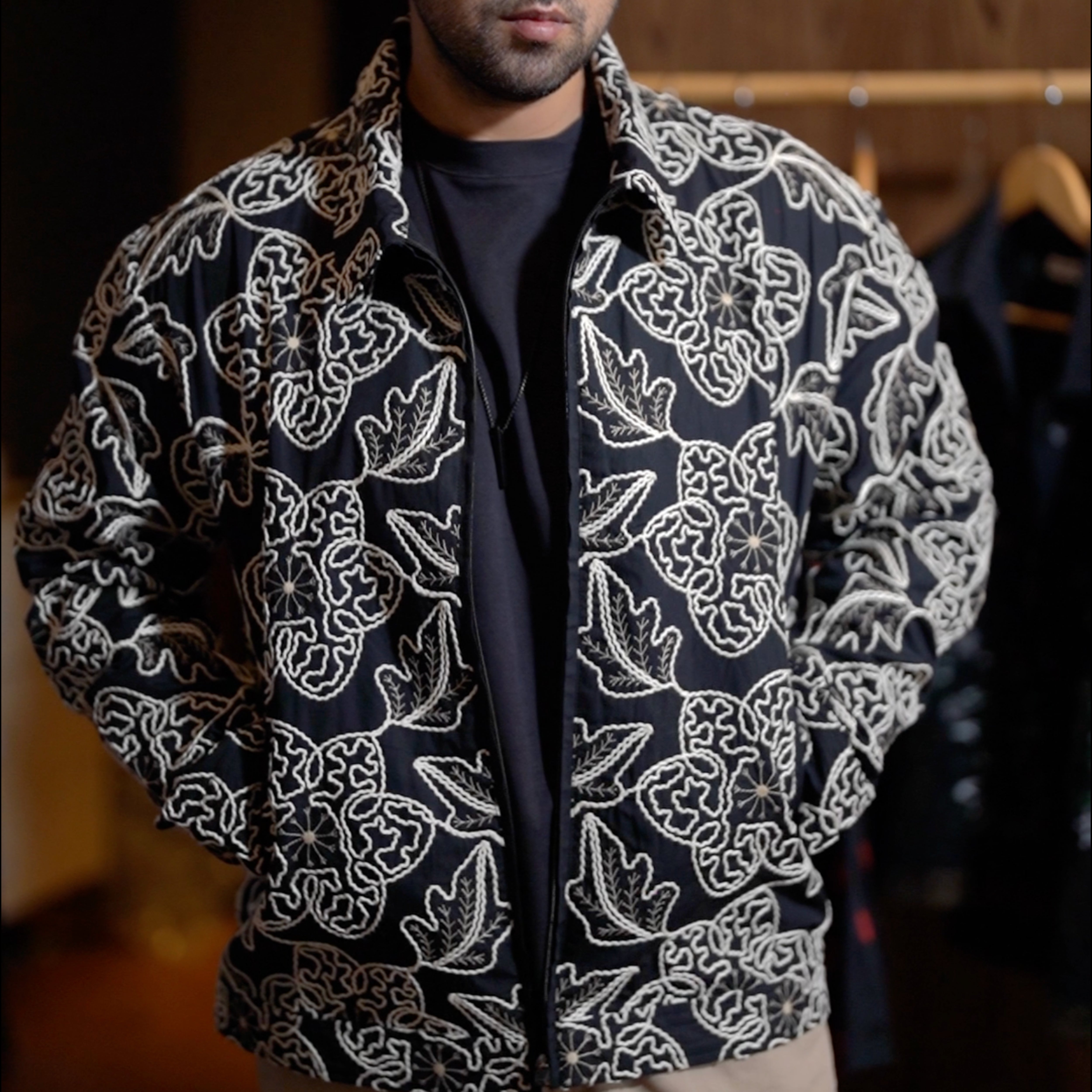 Winter Fern Shacket with Zipper