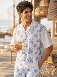 Tidal Tales Cotton Slub Knit Shirt (White)