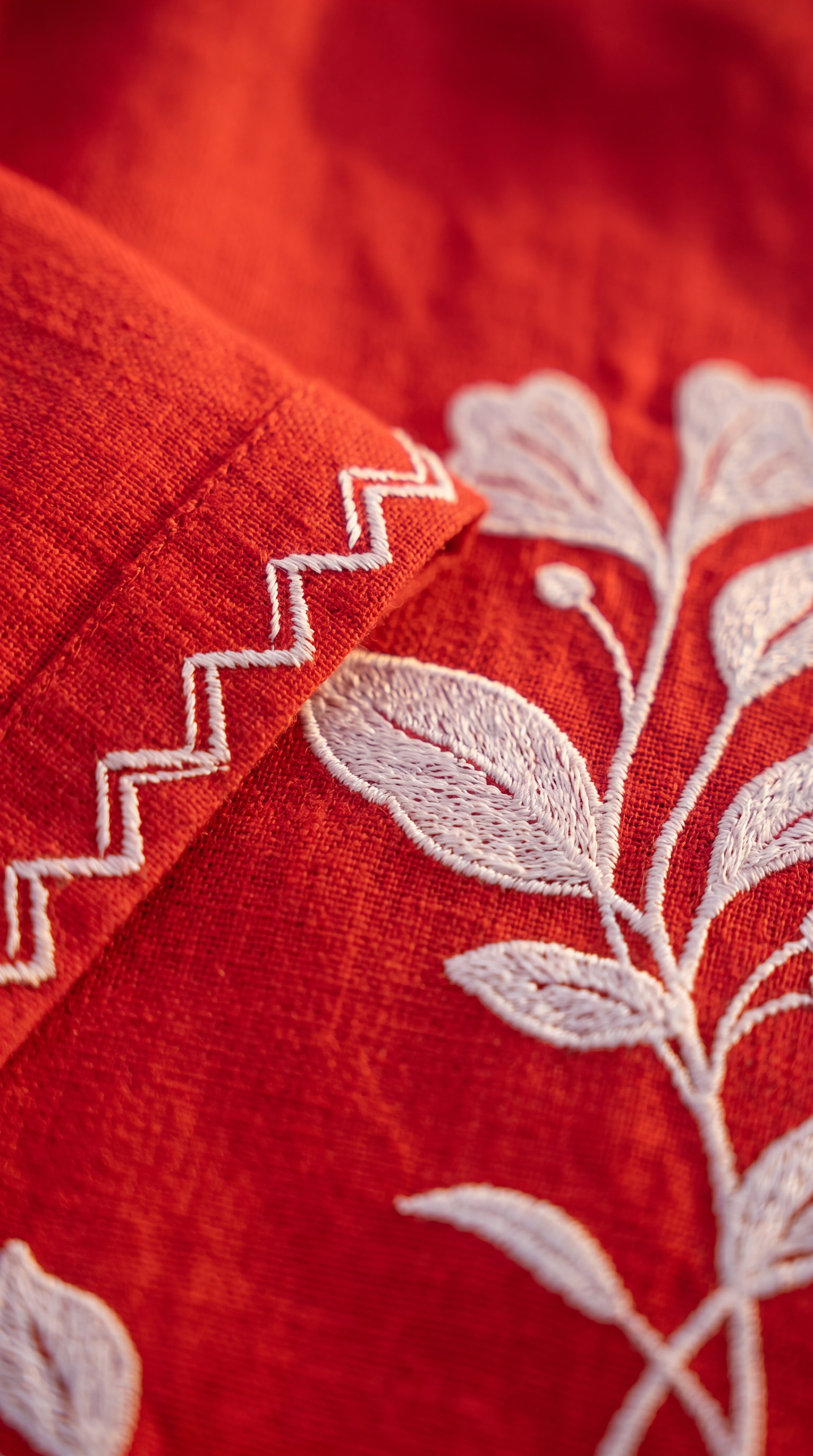 COVE VINE LINEN SHIRT - POPPY RED
